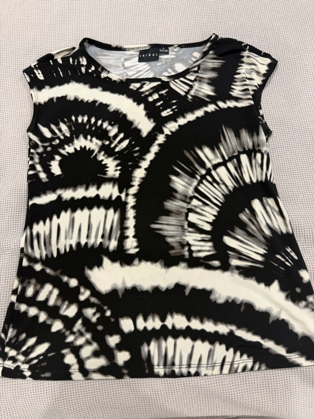 Tribal Black & White Abstract Cap Sleeve Tank